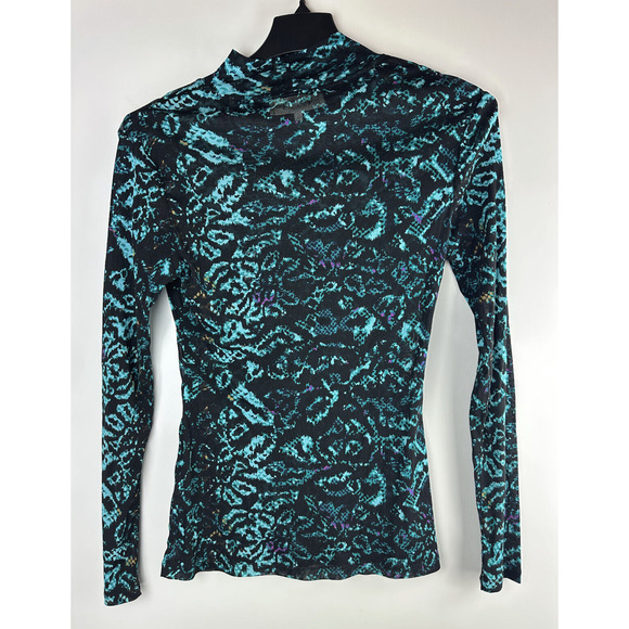 Diane von Furstenberg Remy Mesh Top Mock Neck Sheer Leopard Snake Patina Medium - Picture 10 of 14